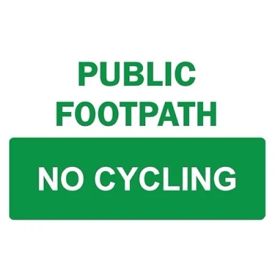 Image of Public footpath no cycling safety sign 1mm flexible Plastic (300mm x 200mm)