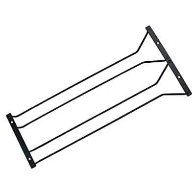 Image of Abcsea 1 Piece Wine Glass Rack Under Cabinet, Stemware Black, Holder, Goblet With Screws, 50cm 2 Rows