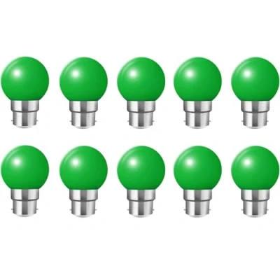 Image of WULUN Pack of 10 B22 Bayonet Light Bulbs, 2W LED Coloured Bulb Mini Globe Golfball Bulbs for Outdoor Patio Garden Party Christmas, Green
