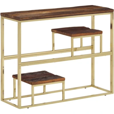 Image of vidaXL Console Table Gold Stainless Steel and Solid Wood Sleeper