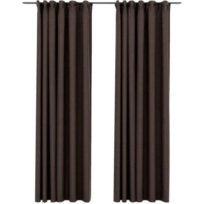 Image of vidaXL Linen Look Blackout Curtains with Hooks 2 pcs Taupe 140x245 cm