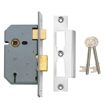 Image of Union Locks 2277 3 Lever Mortice Sash Lock 65mm Satin Chrome (Boxed)
