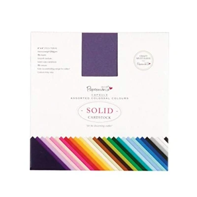Image of Papermania Capsule Solid Premium Cardstock, 75 Sheets, Multicoloured, 6 x 6&quot;, Colossal, Coloured Card A4 for Making Supplies, Craft Projects and Scrapbook Supplies
