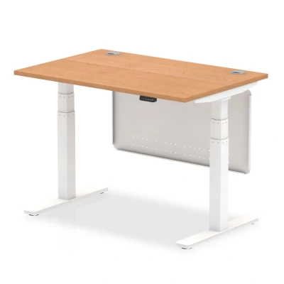 Image of Air 1200x800 Height Adjustable Desk Oak CP White Leg Modesty Panel