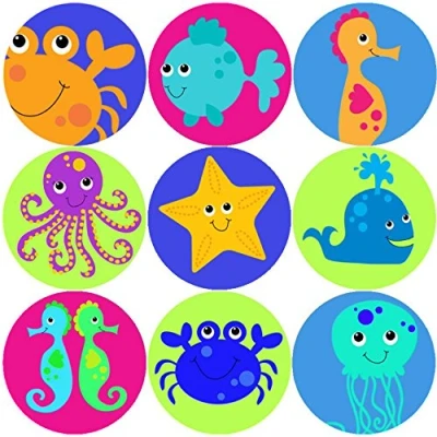 Image of 144 Sea Life Creatures 30mm School Reward Stickers for Teacher, Parent