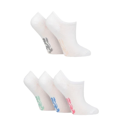 Image of Women&#039;s 5 Pair Pringle Plain Cotton Trainer Socks White 4 8 Ladies