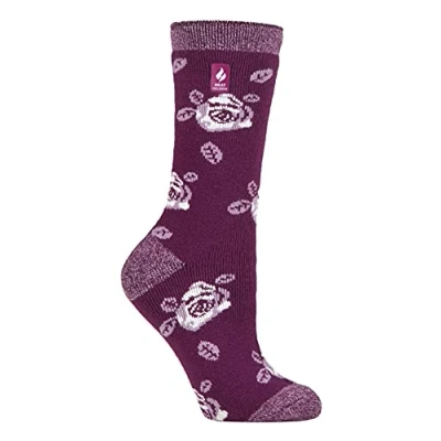 Image of HEAT HOLDERS Lite Womens Insulated Thermal Socks Multiple Designs Including Argyle Stripes Hearts Stars Warm for Winter (4 7, Purple Magenta (Rome))