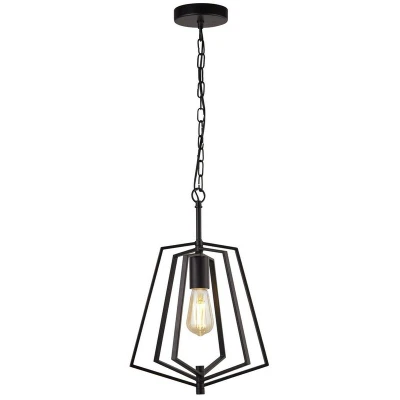 Image of Slinky 1 Light Metal Adjustable Matt Black Cage Ceiling Pendant