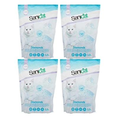 Image of Sanicat Professional Pet Love Lightweight Absorbent Diamonds Cat Litter 3.8 Litre (4 Pack)