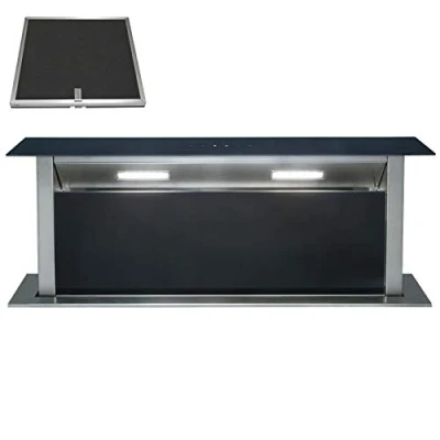 Image of SIA DD90BL 90cm Black Touch Control Downdraft Cooker Hood Extractor Fan &amp; Filter
