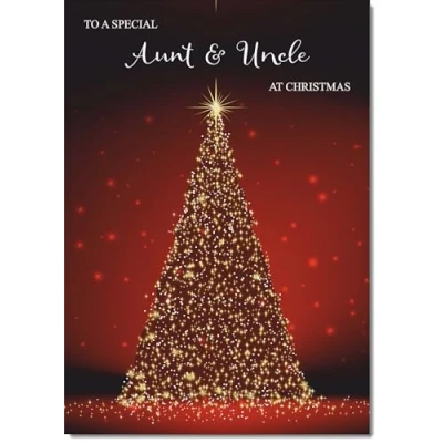Image of doodlecards Aunt and Uncle Christmas Card Red Tree Medium Size for &amp; with Plain Envelope