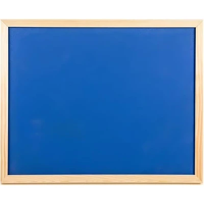 Image of Indigo® Blue Fabric Notice Board Pine Frame Corkboard Bulletine 60 x 40 cm