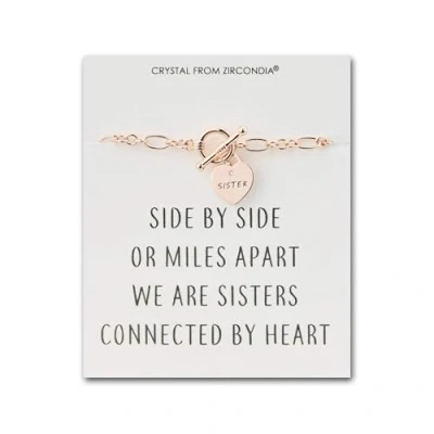 Image of Philip Jones Rose Gold Plated Sister Friendship Quote Charm Bracelet Created with Zircondia® Crystals