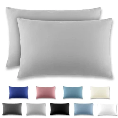 Image of REDKEY Cushion Cover 40 x 60 cm, Set of 2 Pillowcases with Zip, Brushed Microfibre for Cushions, Washable up to C, Light Grey