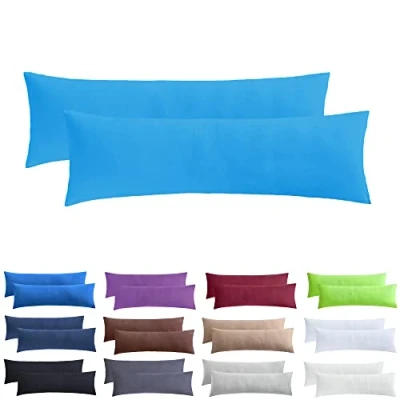 Image of NatureMark Pack of 2 Jersey Cushion Covers Side Sleeper Pillow Neck Many Sizes and Colours Oeko Tex (40 x 145 cm (Side Sleeper/Nursing Cover), Turquoise)