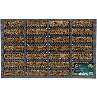 Image of JVL Heavy Duty Nimbus Rubber Natural Coir Tuffscrape Door Mat, Rattan, 40 x 60 cm, Beige