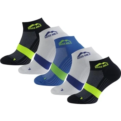 Image of More Mile Preventer 5 Pack Mens Running Socks Double Layer Anti Blister Cushioned Anklet