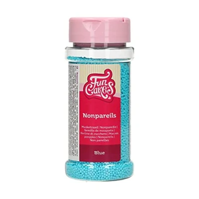 Image of FunCakes Nonpareils Blue: Cake Sprinkles, Great Taste, Perfect for Decorating, Hundreds and Thousands Sprinkles. 80 g.