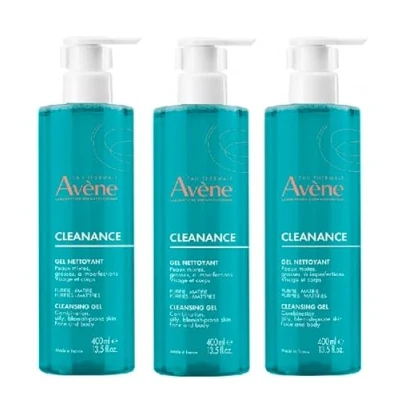 Image of 3 AVENE CLEANANCE GEL DETERGENT 400ML Gently cleanses the impurities of skin.