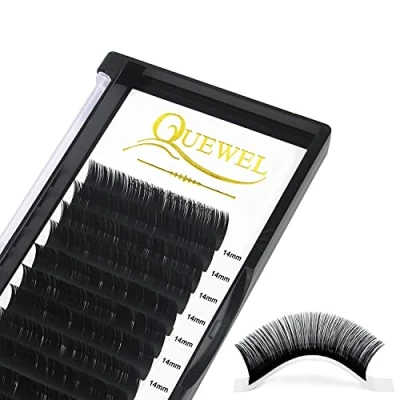 Image of Eyelash Extension 0.20 C Curl Classic Lash Extensions 14mm QUEWEL Individual Soft Black Matte Single Lashes Professional Salon Use (0.20 14mm)