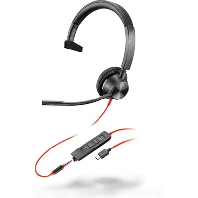 Image of Poly Blackwire 3315 Monaural USB C Headset +3.5mm +USB A Adapter