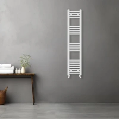 Image of Warmehaus Contemporary Straight Heated Bathroom Towel Rail Radiator Rad 1400x300mm White