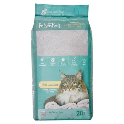 Image of Petsentials Natural Clumping Cat Litter 20L Bentonite with Fresh Linen Scent &amp; Ultimate Absorption Low Dust, and Easy Clean