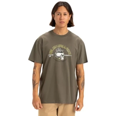 Image of Quiksilver Short Sleeved T Shirt Skull Lines SS Men Brown M