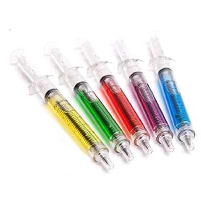 Image of Qty 50 Mixed Colours Novelty Syringe Pens Bulk Value