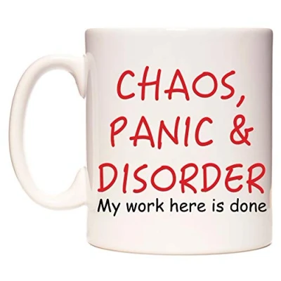 Image of WeDoMugs Chaos, Panic &amp; Disorder Ceramic 11oz Coffee Tea Gift Mug Cup