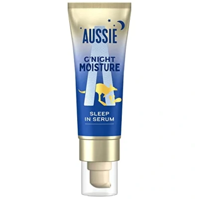 Image of Aussie G&#039;night Moisture Sleep In Hair Serum Overnight Repair Treatment 70ml For Dry, Damaged Pump Bottle 8 hour Active Formula, Deep Conditioning