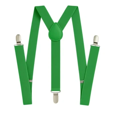 Image of FNA Fashions Mens Ladies Unisex Adjustable Slim Braces Trouser Suspenders Clip On Fancy Dress (Green)