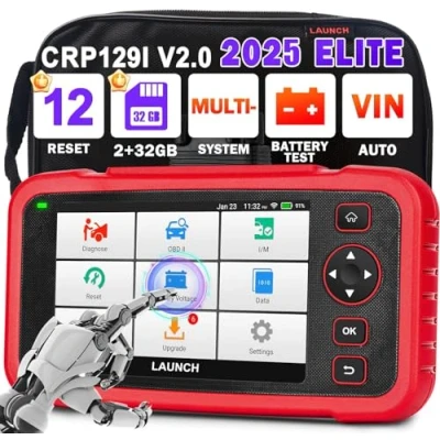 Image of LAUNCH OBD2 Code Reader CRP129i V2.0 Diagnostic Tool, Car OBD Scanner with 4 System (ENG/ABS/SRS/AT) and 12 Reset Function (DPF Regen/ABS/TPMS/Oil/EPB/SAS/BMS/AF/Adblue/Injector/Throttle/Brake reset)