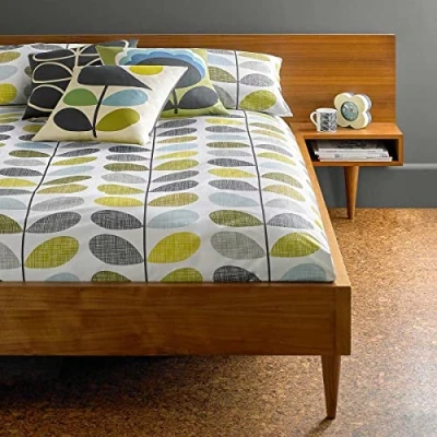 Image of Orla Kiely Scribble Stem Sea Grass / Duck Egg: King Size Duvet Cover