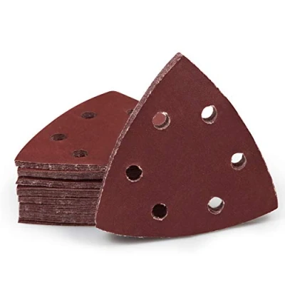 Image of SPEEDWOX 50 Pcs Triangle Sanding Pads Hook and Loop 600 Grit Oscillating Pad 90mm 6 Holes Fit 3 1/2 Inches Multi Tool Detail Sander Sandpaper Discs