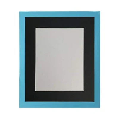 Image of FRAMES BY POST 0.75 Inch Blue Picture Photo Frame with Black Mount A3 Image Size A4 Plastic Glass