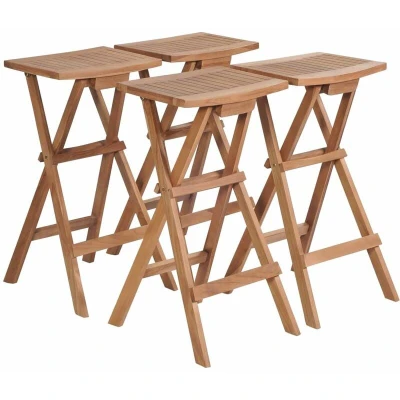 Image of vidaXL Folding Bar Stools 4 pcs Solid Teak Wood
