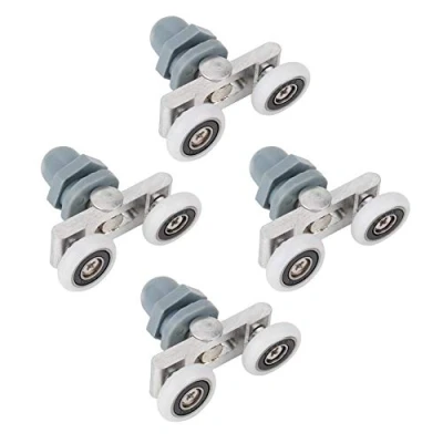 Image of DEWIN Shower Door Wheel Rollers, 4 Pcs Bathroom Sliding Roller Durable Double Track Glass Rollers (25mm)