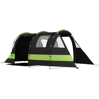 Image of Outsunny Camping Tent, 4 5 Man Blackout Tent with Bedroom and Living Room, 3000mm Waterproof, Portable Bag, for Fishing Hiking Festival, Black