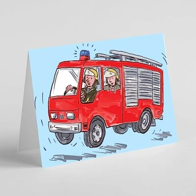 Image of Beebooh cards fire engine birthday card