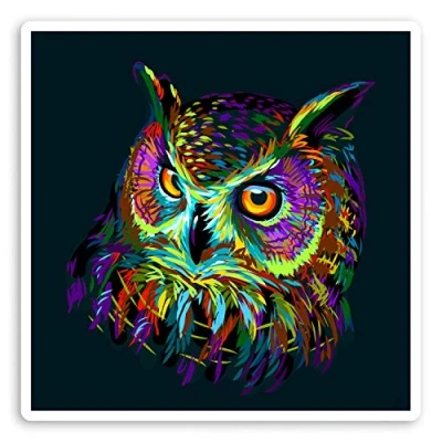 Image of 2 x 10cm Owl Vinyl Stickers Bird Tribal Wild Nature Laptop Sticker #30664 (10cm Wide)