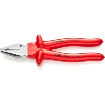 Image of Knipex High Leverage Combination Pliers chrome plated, with dipped insulation, VDE tested 225 mm 02 07