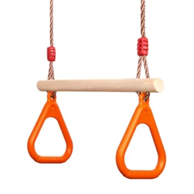 Image of PELLOR Monkey Bars Kids Trapeze Bar for Playground Rings Swing Sets Backyard Climbing Frame Attachment Children Playset Gymnastic (Orange)