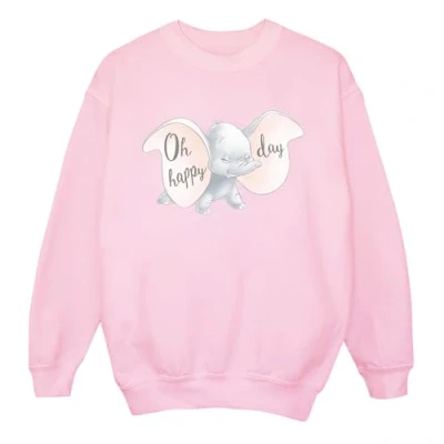 Image of Disney Women&#039;s Dumbo Happy Day Sweatshirt Baby Pink Large