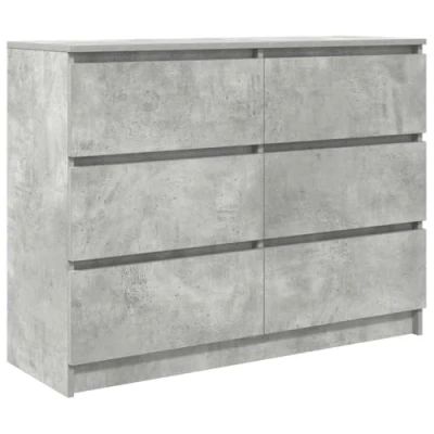Image of vidaXL Sideboard Concrete Grey 100 x 35 76 cm Wood Composite Chest of Drawers Cupboard Multipurpose Cabinet Hallway