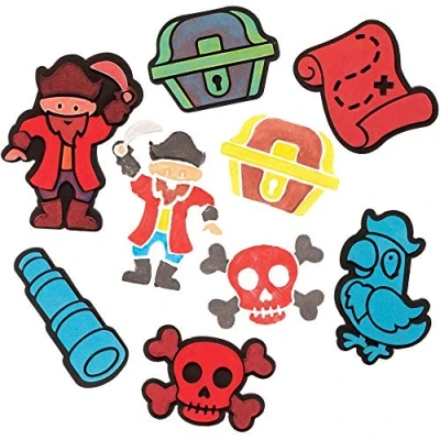 Image of Baker Ross FE328 Pirate Craft Foam Stampers Pack of 10, Stamps, Stamp Sets for Children, Ideal Kids Arts and Crafts Projects