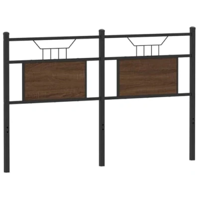 Image of vidaXL Headboard Bed Brown Oak 150 cm Steel &amp; Engineered Wood Bedroom Decor Sturdy Durable