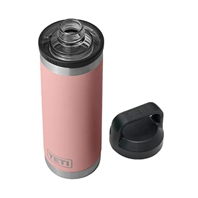 Image of Yeti Rambler 18 oz Bottle, Vacuum Insulated, Stainless Steel with Chug Cap, Sandstone Pink
