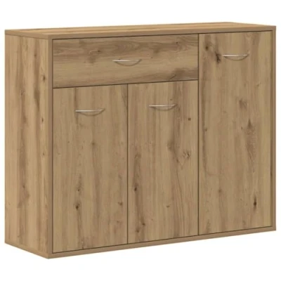 Image of vidaXL Sideboard/Storage Cabinet Artisan Oak, Engineered Wood, Flat Panel Doors, 88x30x70cm, Living/Dining Room, Modern Minimalist Design, Ample Storage Space