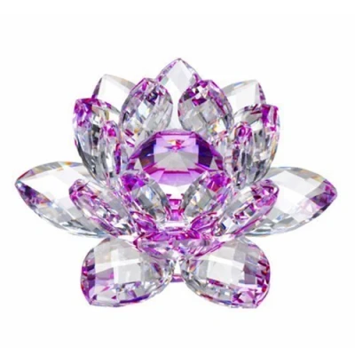 Image of Amlong Crystal Hue Reflection Lotus Flower with Gift Box, Purple, 3 Inch